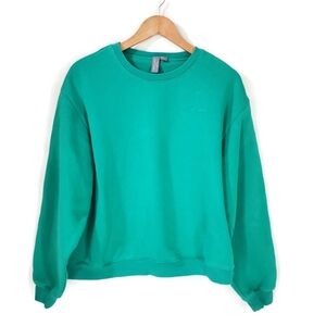 Sweaty Betty Elevated Sweatshirt Pullover in Vivid Green Cotton Gym Fall Size 8